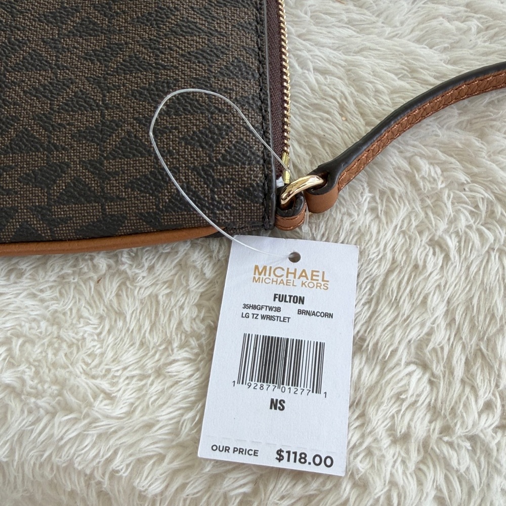 Michael Kors Dark Brown Wristlet with Gold Logo - Picture 11 of 11